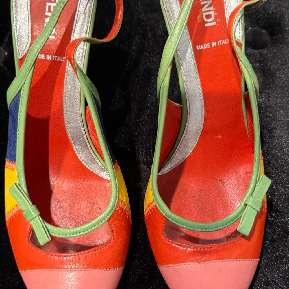 Fendi Orange and Pink Heels with Bold Design